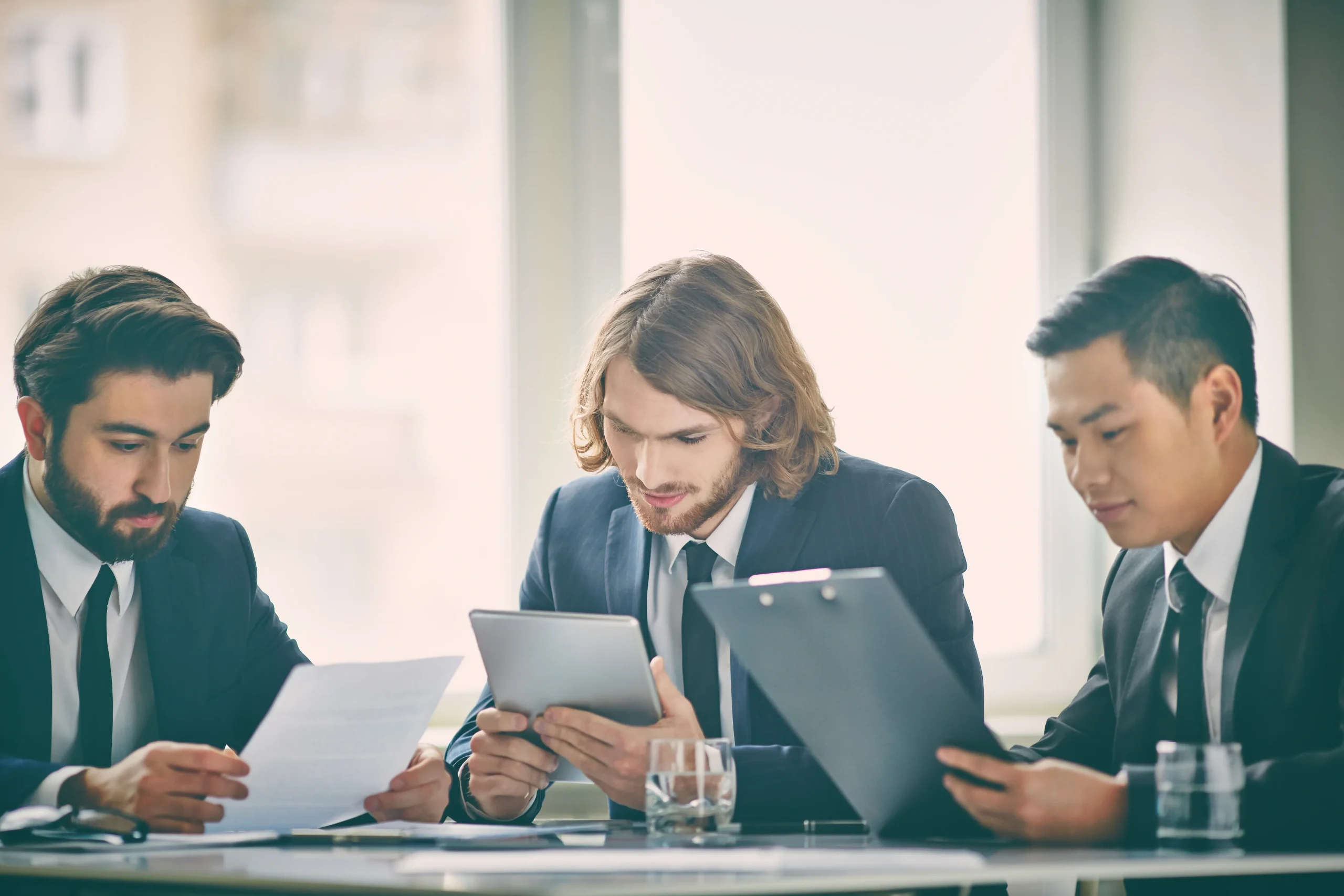 Close-up view of structured paperwork in an office setting.