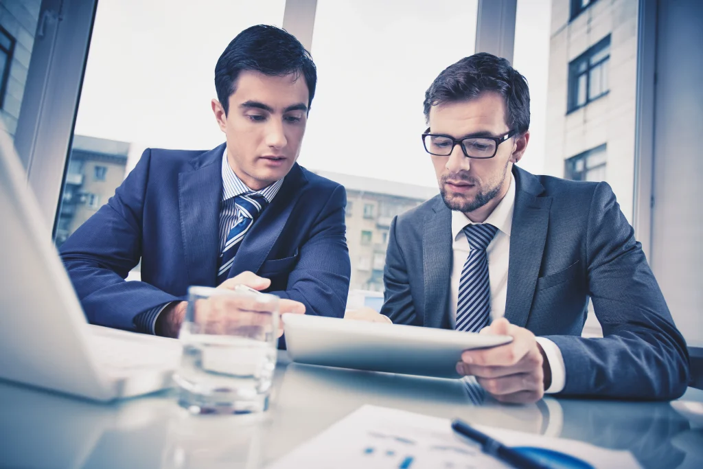 Office scene showing methodical document processing.