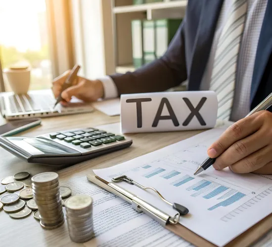 Office procedure involving paperwork and digital support tools.