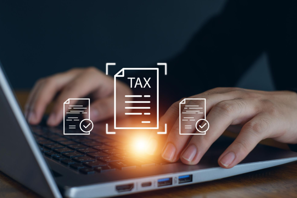 Formal office setup with paperwork being processed methodically.