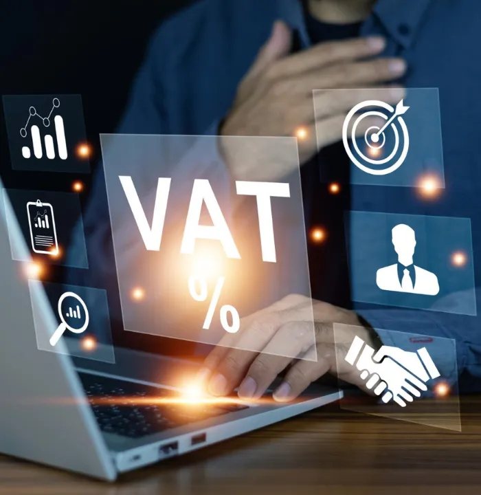 VAT services and tax compliance concept displayed on digital interface